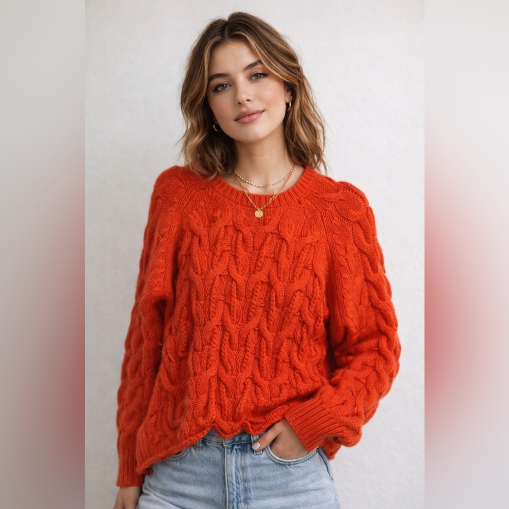 Falmer‎ Heritage Red Cableknit Sweater Sz. L